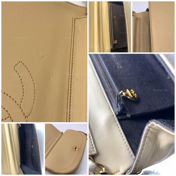 Authentic CHANEL Vintage Lambskin Half Moon Flap Bag Beige / gold hardware - Picture 13 of 17